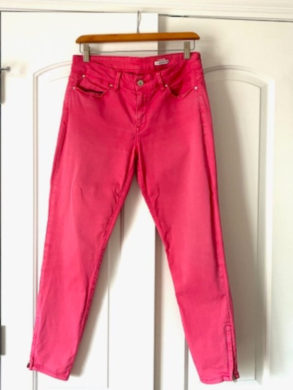 Club Monaco Pink Moto Jeans with Ankle Zipper
